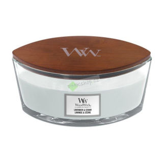 Woodwick lodička vonná svíčka Lavender & Cedar