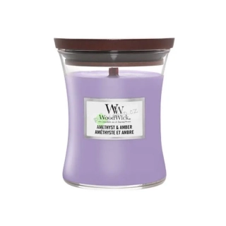 Woodwick střední vonná svíčka Amethyst & Amber